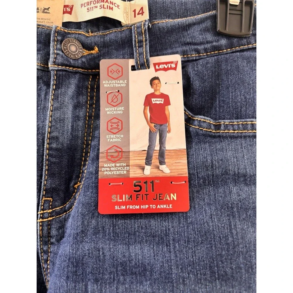 Boys Levi's 511 Slim Fit Jeans Size 14 (27x29) New With Tags
